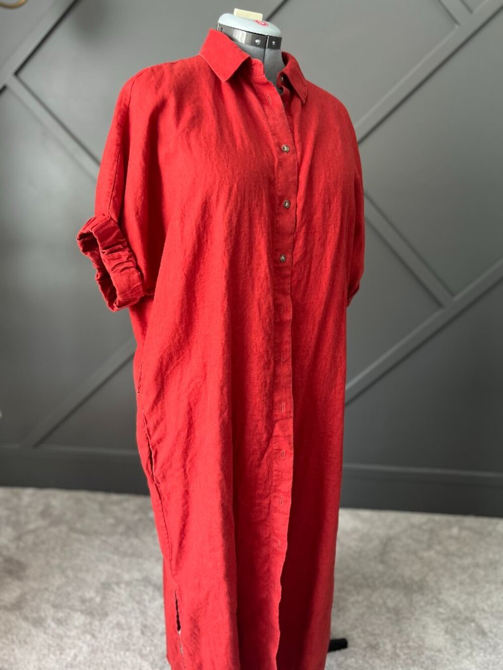 Contemporaine by Simons short-sleeve maxi shirt dress in burnt orange
